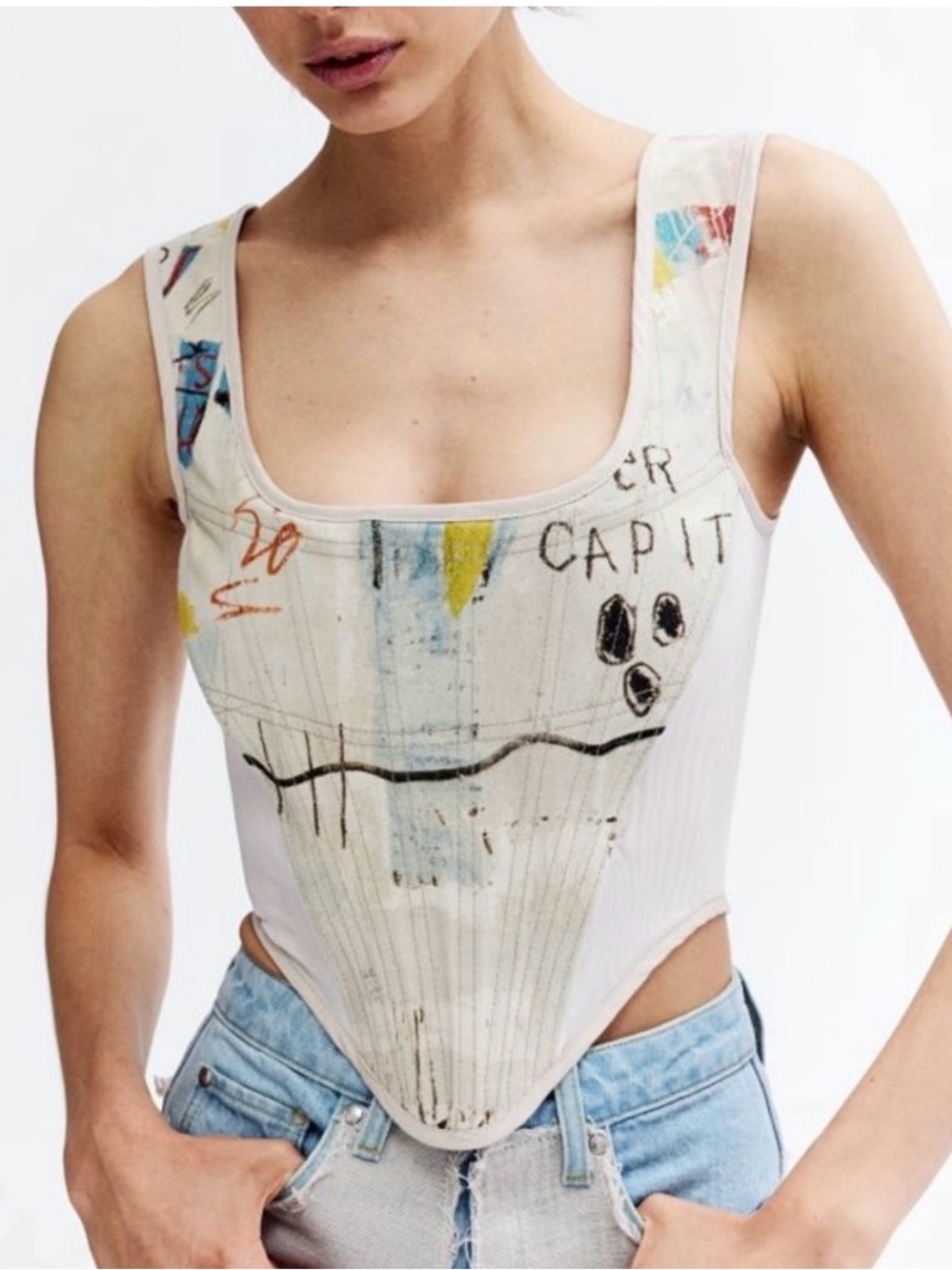 Jean-Michel Basquiat by Ev Bravado&Tela D’Amore graphic corset, collector,L, EUC
